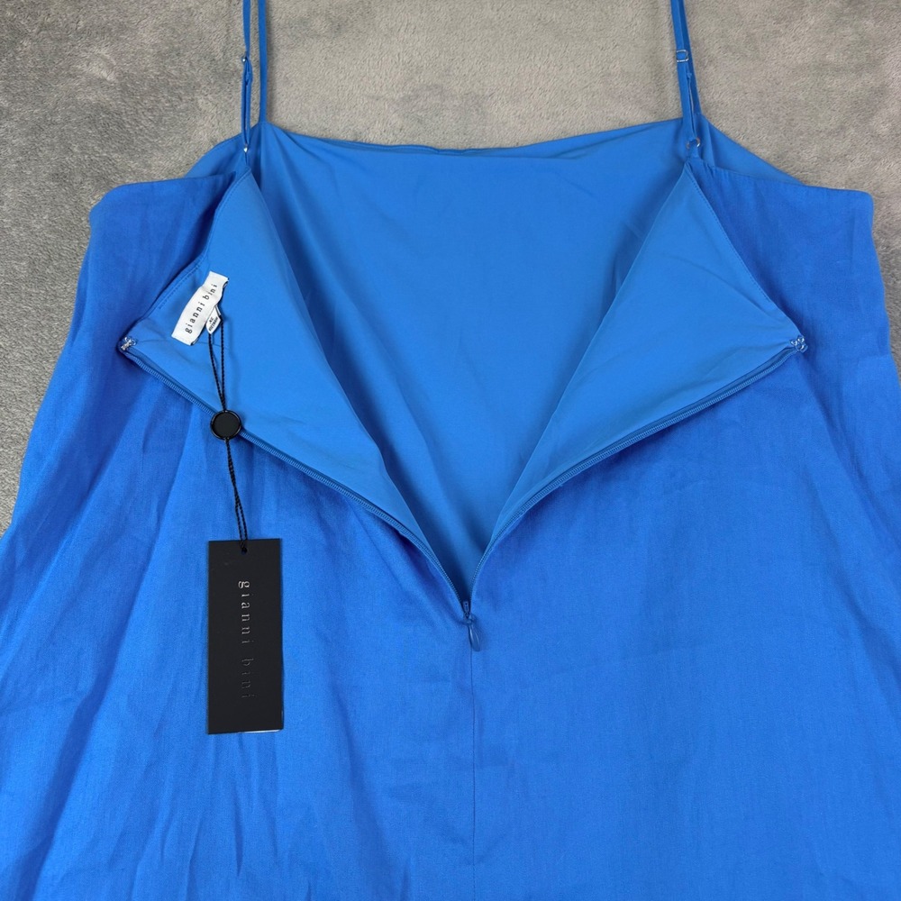 Gianni Bini Womens XL Blue Linen Blend Mini Dress Spaghetti Strap Summer Coastal - Picture 4 of 14
